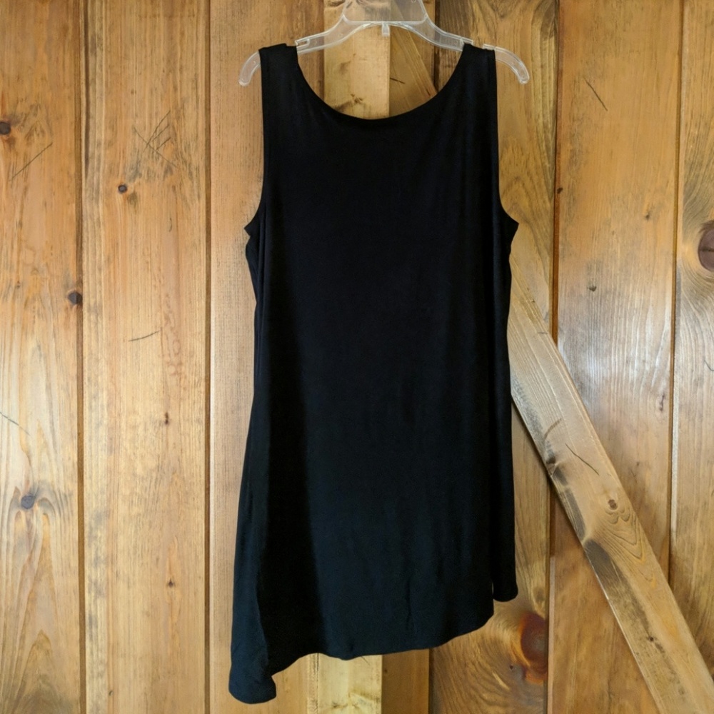 LOGO Black Asymmetrical Sleeveless Tunic Size Med